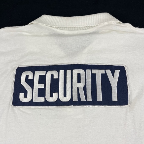 Gildan Polo Mens Medium White Security Patches Navy - Picture 9 of 11